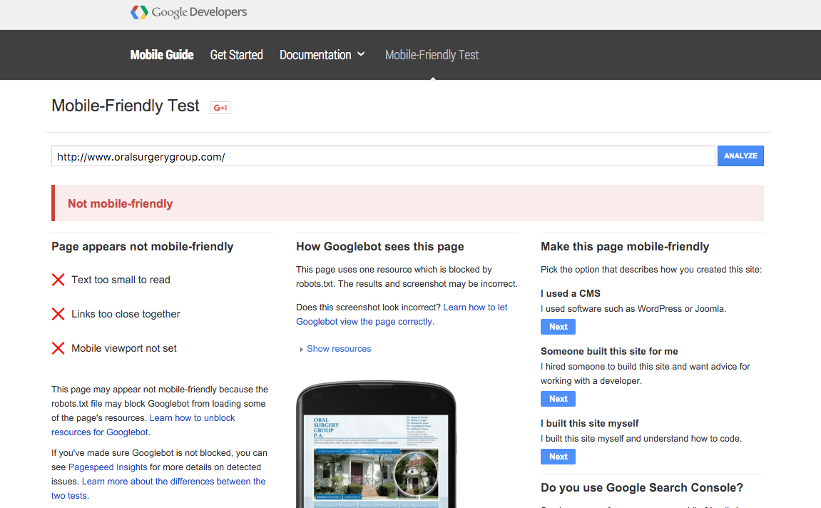 Mobile Friendly Test