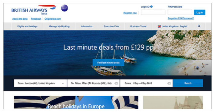 British Airway Website