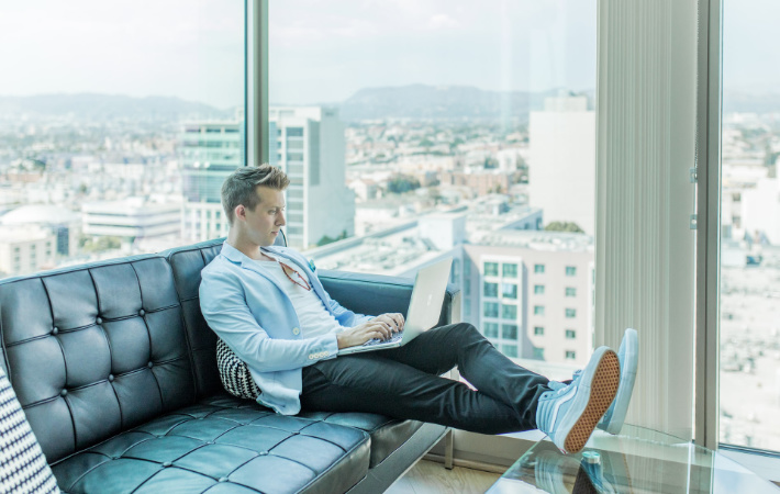 Freelancer Working With  a Laptop
