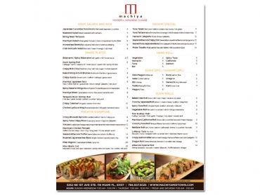 Machiya Menu