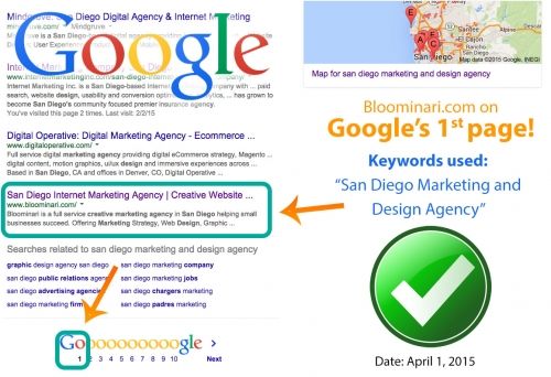 Bloominari has reached the first page on Google's search!